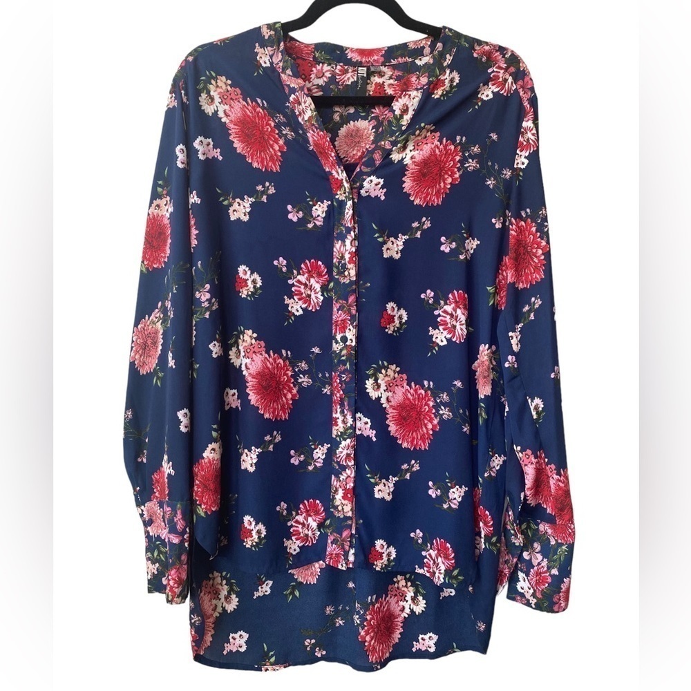 Kut From The Kloth Sheer Floral Long Sleeve Blouse Size Medium